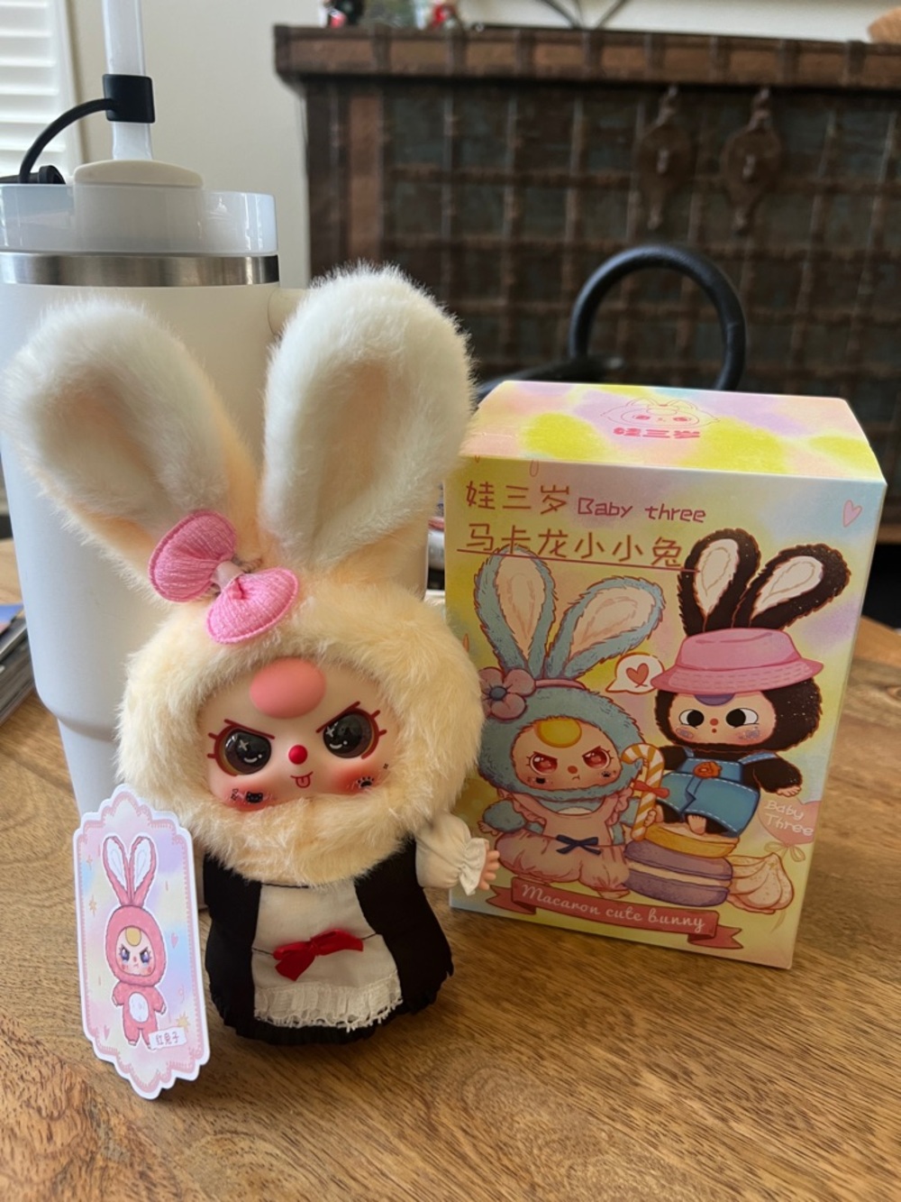 Baby Three macaron cute bunny cream with black dress